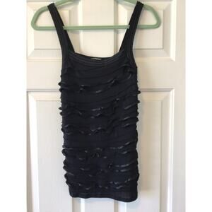 Express Ruffle Tank Top Black Size XS